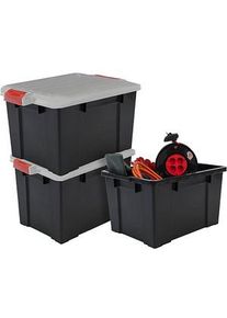 3 IRIS OHYAMA DIY SK-450 Aufbewahrungsboxen 3x 50,0 l schwarz, grau, rot 38,5 x 59,0 x 40,0 cm