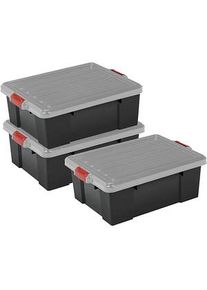 3 IRIS OHYAMA DIY SK-230 Aufbewahrungsboxen 3x 25,0 l schwarz, grau, rot 38,5 x 59,0 x 30,0 cm