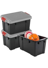 3 IRIS OHYAMA DIY SK-700 Aufbewahrungsboxen 3x 68,0 l schwarz, grau, rot 44,6 x 63,5 x 45,0 cm