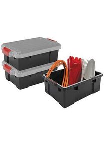 3 IRIS OHYAMA DIY SK-130 Aufbewahrungsboxen 3x 12,5 l schwarz, grau, rot 29,7 x 46,0 x 25,0 cm