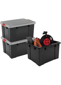 3 IRIS OHYAMA DIY SK-210 Aufbewahrungsboxen 3x 21,0 l schwarz, grau, rot 29,7 x 46,0 x 40,0 cm