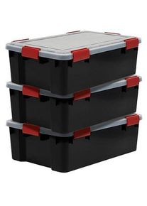 3 IRIS OHYAMA AT-LS BkR/C/D.Red Aufbewahrungsboxen 3x 30,0 l schwarz, transparent, rot 29,0 x 39,0 x 19,1 cm