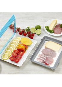 Boîte de conservation alimentaire lot de 2 Click&Fresh 2 boite hermetique alimentaire Gris/Bleu Boite plastique alimentaire - Blanc
