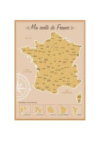 Retro - Décoration murale carte de France à gratter