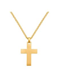 IDENTIM Collana da uomo con ciondolo a croce con incisione in argento 925 opaco placcato oro 18 carati