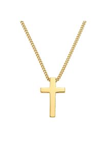IDENTIM Collana da uomo con croce pendente in argento massiccio 925 placcato oro 18 carati