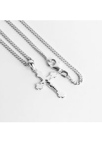 IDENTIM Collana da uomo Croce Ciondolo Crocifisso Argento 925 Placcato in rodio