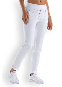 CLINIC DRESS Comfort stretch broek dames - elastische gebreide tailleband wit voor dames, wit