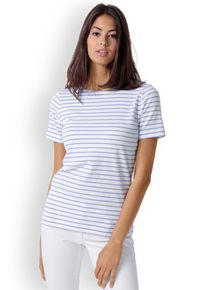 CLINIC DRESS Shirt dames - 1/2 mouw wit/blauw voor dames, blauw/gestreept
