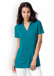CLINIC DRESS Piqué long-shirt dames - met kraag petrol voor dames, turquoise