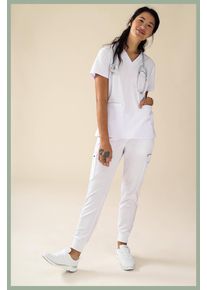 CLINIC DRESS KAERE broek dames - zoom met elastische boord en beenzak wit voor dames, wit