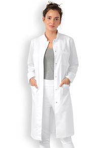 CLINIC DRESS Jas dames-opstaande kraag-drukknoopsluiting-wit voor dames, wit