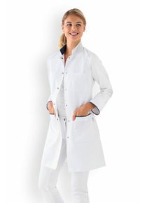 CLINIC DRESS Korte jas dames - opstaande kraag wit/navy voor dames, donkerblauw