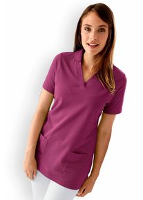 CLINIC DRESS Piqué long-shirt dames - met kraag berry voor dames, berry