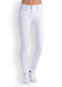 CLINIC DRESS Comfort stretch broek dames - 5-pocket met brede tailleband wit voor dames, wit
