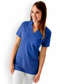 CLINIC DRESS Piqué long-shirt dames - met kraag koningsblauw voor dames, blauw