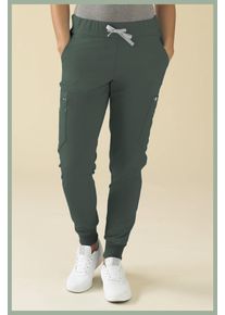 CLINIC DRESS KAERE broek dames - zoom met elastische boord en beenzak donkergroen voor dames, donkergroen