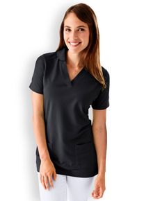 CLINIC DRESS Piqué long-shirt dames - met kraag zwart voor dames, zwart