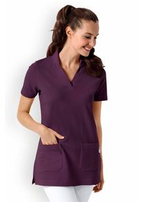 CLINIC DRESS Piqué long-shirt dames - met kraag pruimen voor dames, lila