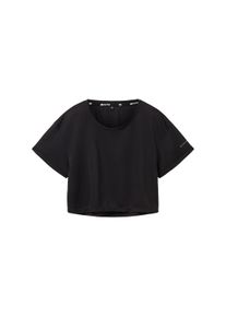 Tom Tailor Damen Atmungsaktives T-Shirt, schwarz, Uni, Gr. S, polyester