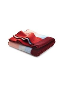 Røros Tweed Lammwolldecke Bauhausstil Rot