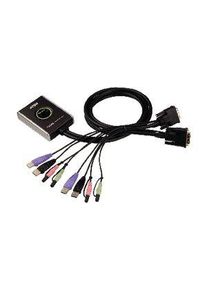 Aten K&aacute;beles KVM-kapcsol&oacute;k, 1920 x 1200, DVI aljzat / 2x USB-A aljzat / 2x 3,5 mm-es sztere&oacute; aljzat - 2x DVI dug&oacute; / 4x USB-A dug&oacute; / 4x 3,5 mm-es 