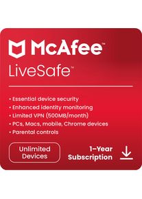 Acer McAfee LiveSafe - onbeperkt aantal apparaten - abonnement voor 1 jaar