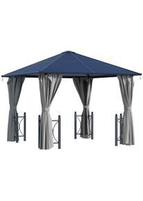 Outsunny 3 x 3m Heavy Duty Gazebo | Aluminium Alloy, Hard Top | Dark Grey, with Curtains | Aosom Ireland