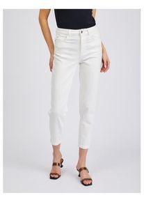 Fehér női kivágott női mom fit farmer