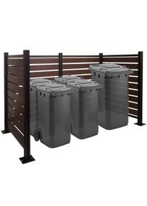 Alu Mülltonnen-Zaun HWC-K57, Mülltonnenverkleidung, Holzoptik erweiterbar 130x206x110cm ~ braun