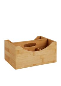 Relaxdays Organiseur de bureau boîte de rangement, bois, poignée, bambou, brun