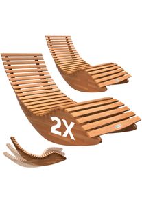 Casaria® Lot de 2 chaises longue à bascule en bois d'acacia FSC®