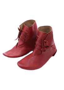 Reversible medieval shoes laced vegetable tanned cowhide red 42