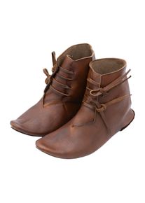 Reversible medieval shoes laced vegetable tanned cowhide brown