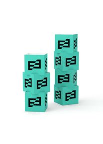Totem cubes décoratif | Élément publicitaire | Composé de 3 ou 4 cubes | Présentoirs publicitaires et PLV avec impression personnalisée