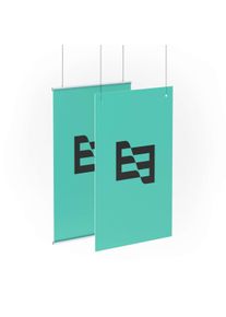 Kakémono suspendu personnalisé | Panneau publicitaire recyclable | Perforé ou rails suspendus | Enseigne publicitaire et panneau signalétique imprimé