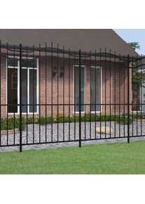 vidaXL Gartenzaun mit Speerspitzen Schwarz 222 cm Stahl