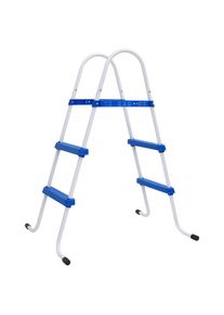 vidaXL Pool-Leiter Blau und Weiß 84 cm Stahl
