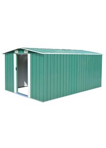 vidaXL Gerätehaus 257x392x181 cm Metall Grün