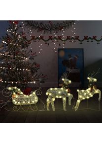 vidaXL Weihnachtsdeko Rentier & Schlitten 60 LEDs Outdoor Golden