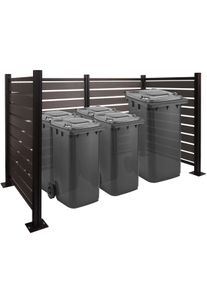 Alu Mülltonnen-Zaun HWC-K57, Mülltonnenverkleidung, Holzoptik erweiterbar 130x206x110cm ~ grau