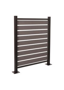 Alu Mülltonnen-Zaun HWC-K57, Basiselement Mülltonnenverkleidung, Holzoptik erweiterbar 130x110x6cm ~ grau