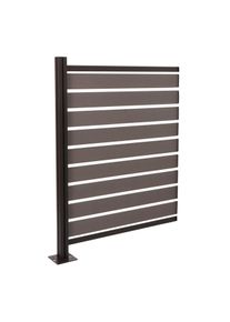 Alu Mülltonnen-Zaun HWC-K57, Erweiterungselement Mülltonnenverkleidung, Holzoptik erweiterbar 130x100x6cm ~ grau