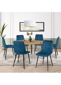 Idmarket - Lot de 6 chaises mila en velours bleu pour salle à manger - Bleu