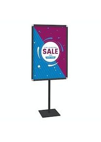 Danieli Store | Expositor de pie para carteles con marco abatible 70x100 cm de doble cara | Expositor con base cuadrada - Negro