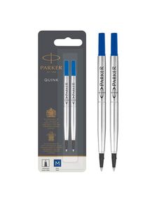 Parker Ersatzminen für Tintenroller | mittlere Spitze | blaue QUINK Tinte | 2 Stück