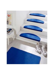 Hanse Home Stufenmatte &raquo;Fancy&laquo;, halbrund, Kurzflor,Farbauswahl, 15 St&uuml;ck,Treppenbelag, Uni, Farbliche Kettelung, Teppiche, 79829478-22 blau 7 mm