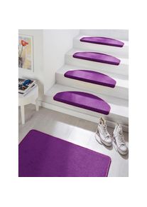 Hanse Home Stufenmatte &raquo;Fancy&laquo;, halbrund, Kurzflor,Farbauswahl, 15 St&uuml;ck,Treppenbelag, Uni, Farbliche Kettelung, Teppiche, 72515991-22 lila 7 mm