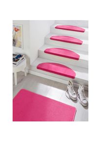 Hanse Home Stufenmatte &raquo;Fancy&laquo;, halbrund, Kurzflor,Farbauswahl, 15 St&uuml;ck,Treppenbelag, Uni, Farbliche Kettelung, Teppiche, 63580670-22 pink 7 mm