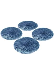 Home Affaire Sitzkissen &raquo;Dena&laquo;, (4 St 4-teilig), Sitzauflage, Sitzfell, rund, &Oslash; 35 cm, Kunstfell, Esszimmer, Wohnzimmer, 9466085472-41 blau 4 St.